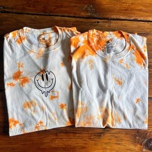 Hanes White & Orange Tie-Dye Short Sleeve T-Shirts (2 Pack)
